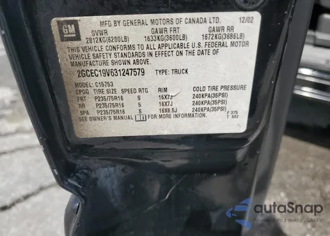 2003 Chevrolet Silverado C1500 z USA, uszkodzony, nr VIN 2GCEC19V631247579